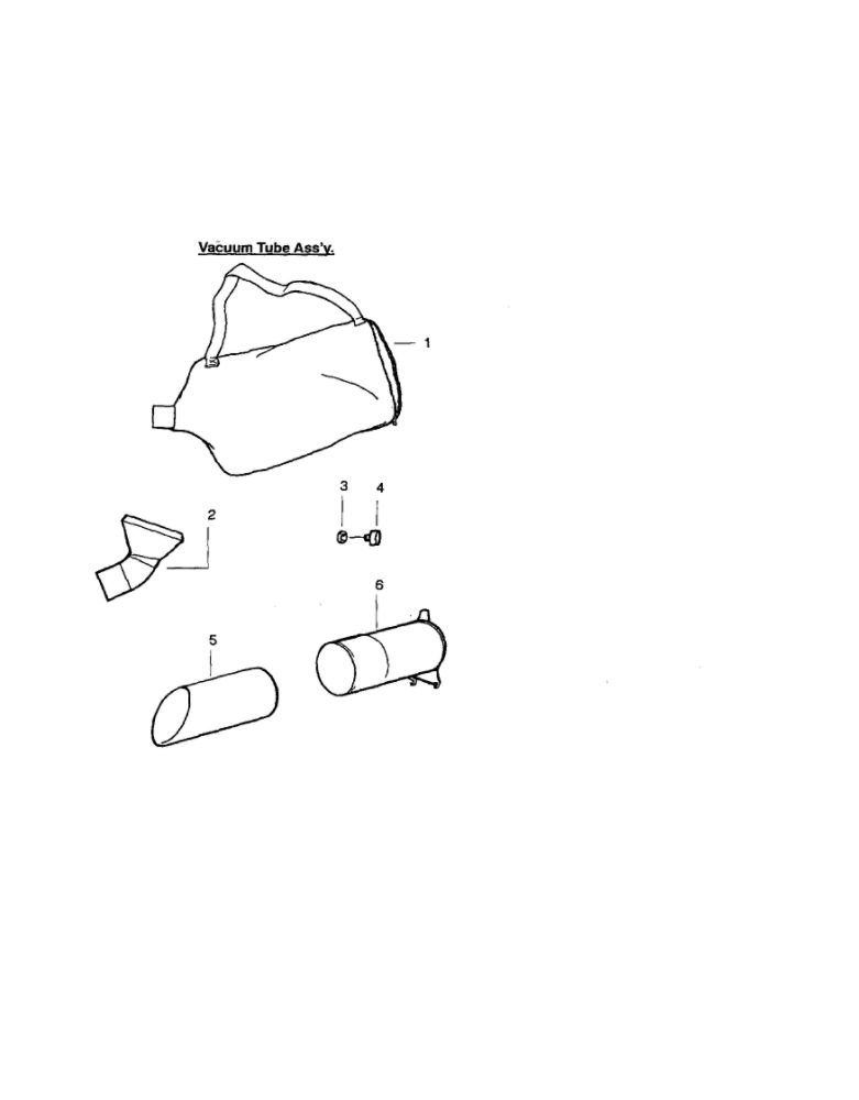 Bag And Tube Assembly Diagram and Parts List for BV1850 Type 1 Weed Eater Leaf Blower / Vacuum